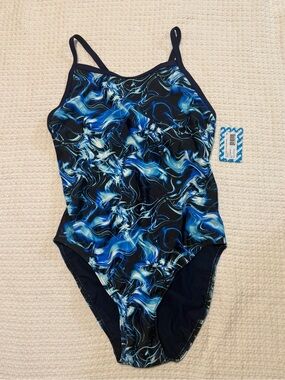 Blue Swirl Women's Swim Bodysuit